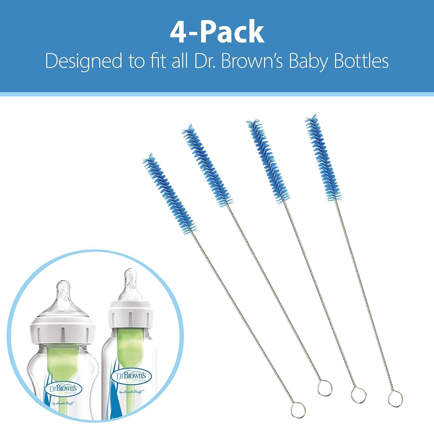 image:imageDr Browns AntiColic Options Narrow Glass Baby Bottle 4 oz Level 1 Slow Flow Nipple 2 Pack and Reusable Vent System Cleaning Brush 4 Pack