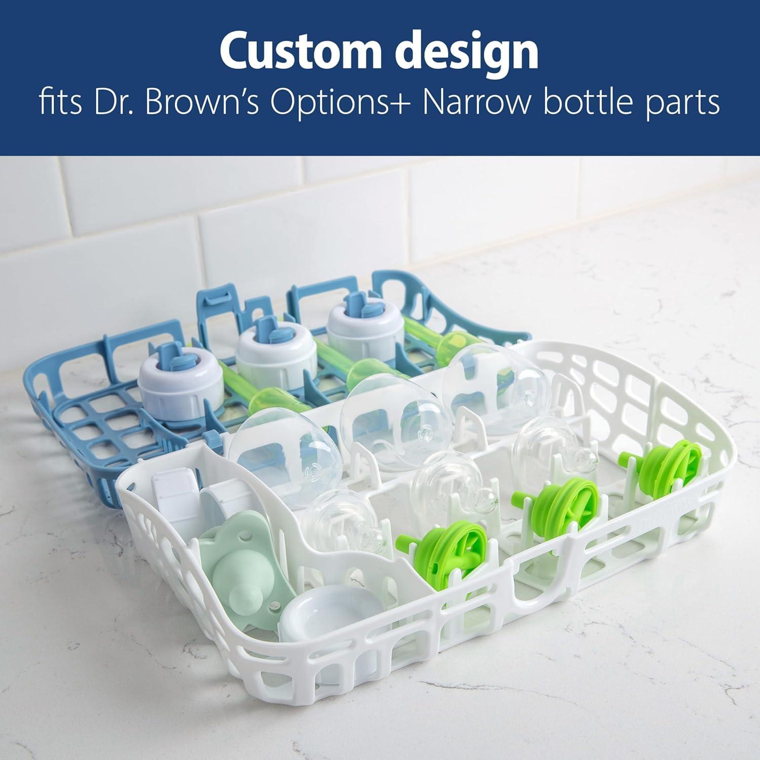 image:imageDr Browns AntiColic Options Narrow Glass Baby Bottle 4 oz with Slow Flow Nipple 2 Pack Bundle with Dishwasher Basket for Bottle Parts