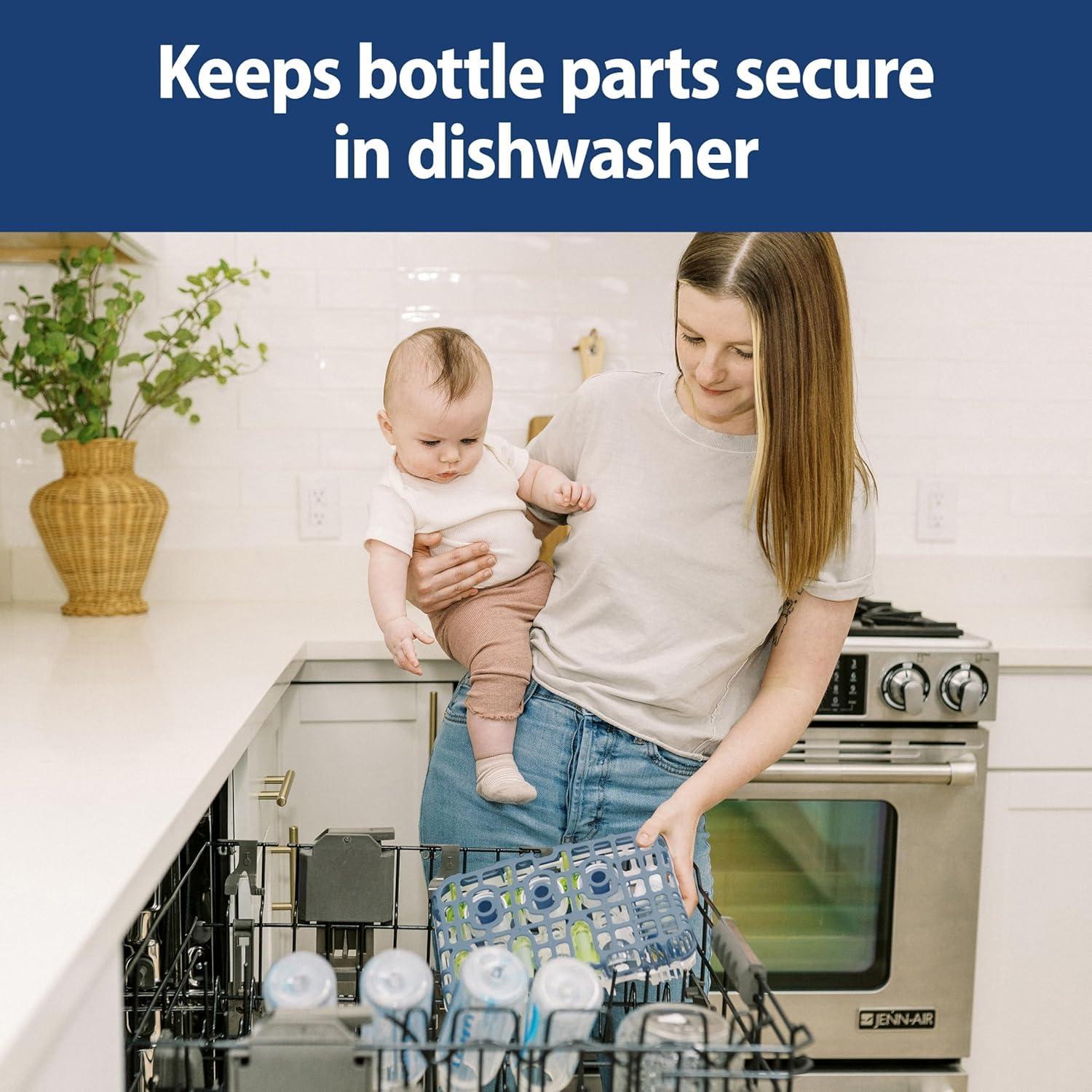 image:imageDr Browns AntiColic Options Narrow Glass Baby Bottle 4 oz with Slow Flow Nipple 2 Pack Bundle with Dishwasher Basket for Bottle Parts