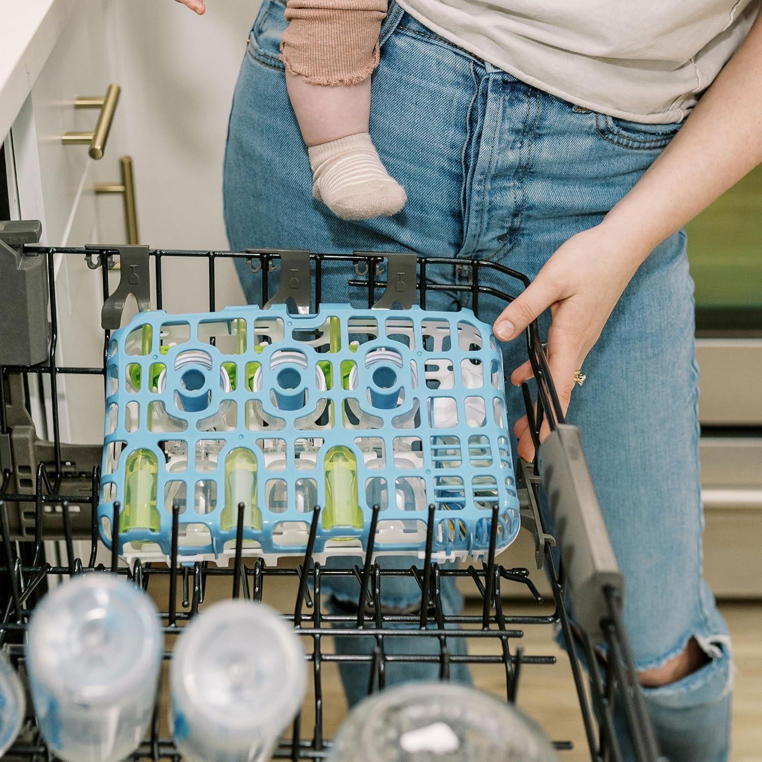 image:imageDr Browns AntiColic Options Narrow Glass Baby Bottle 4 oz with Slow Flow Nipple 2 Pack Bundle with Dishwasher Basket for Bottle Parts