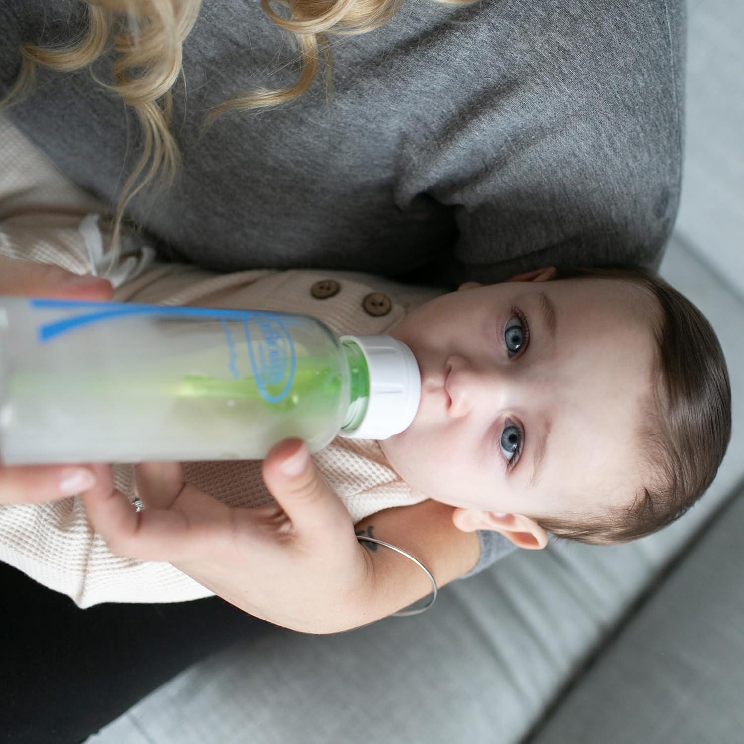 image:imageDr Browns AntiColic Options Narrow Glass Baby Bottle 8 oz250 mL 2 Pack with Level 1 Slow Flow Nipple 0m and Reusable Vent System Cleaning Bristle Brush 4 Pack