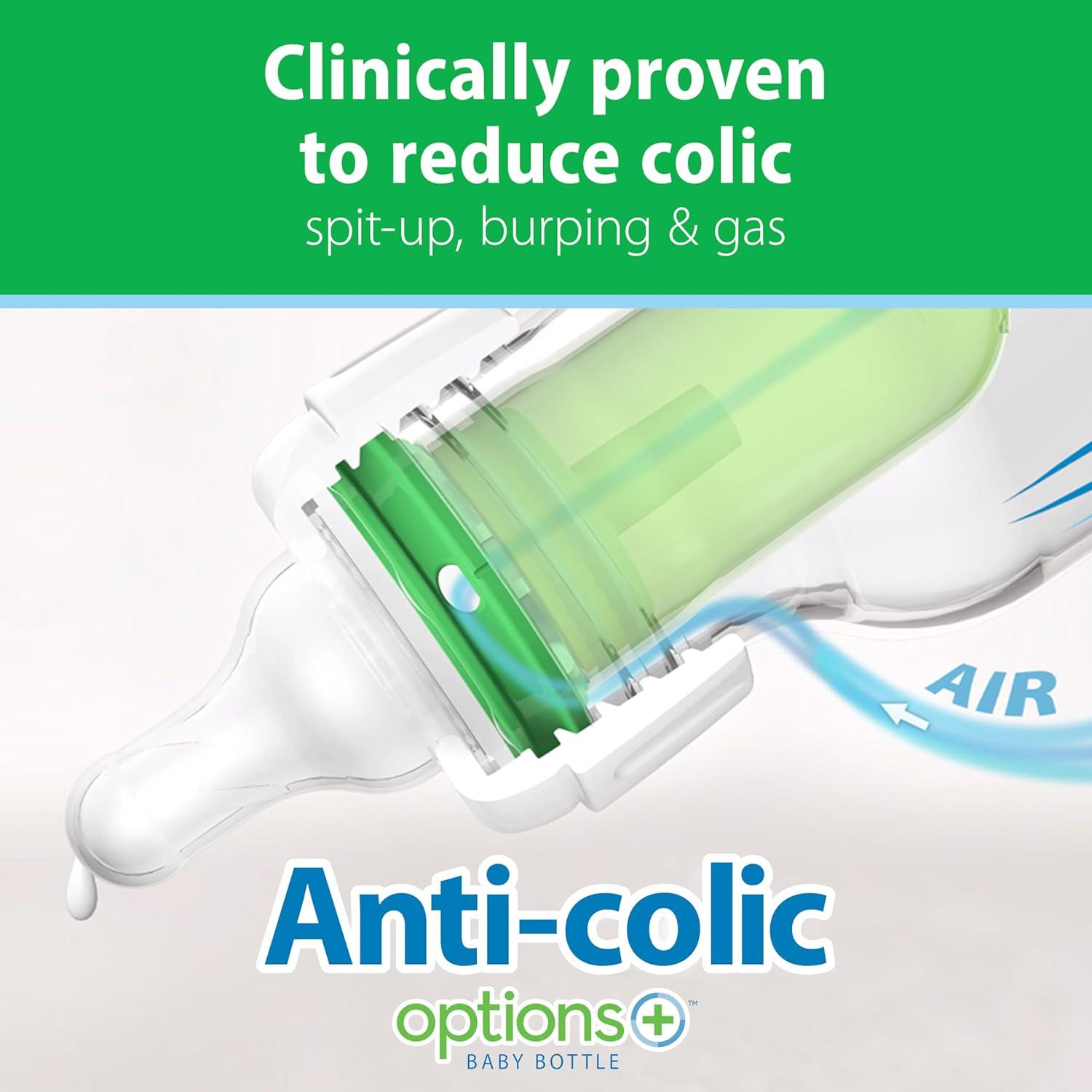 image:imageDr Browns AntiColic Options Narrow Glass Baby Bottle with Level 1 Slow Flow Nipple BPAFree 4 oz120mL 4PackClear Glass