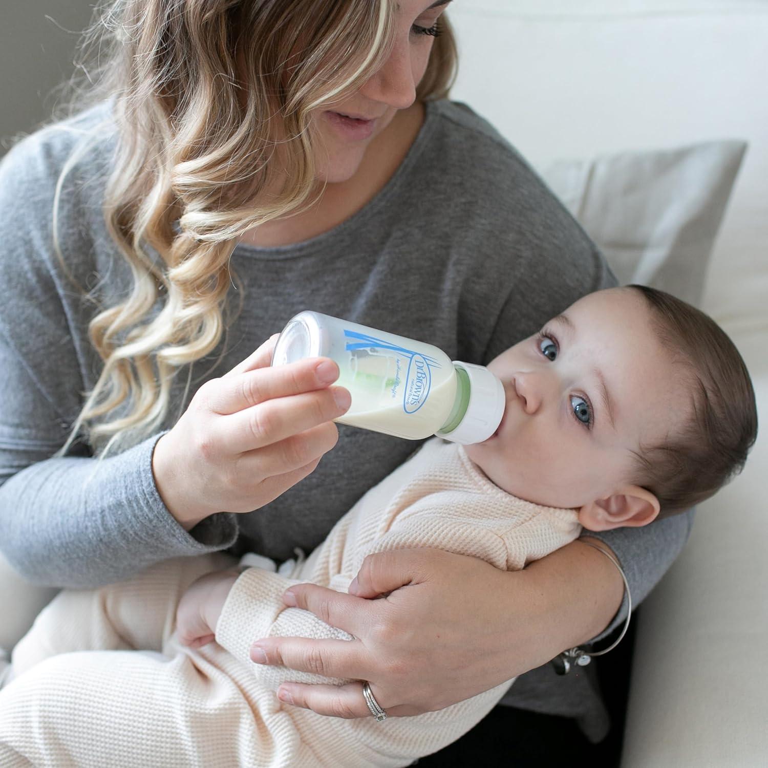 image:imageDr Browns AntiColic Options Narrow Glass Baby Bottle with Level 1 Slow Flow Nipple BPAFree 4 oz120mL 4PackClear Glass