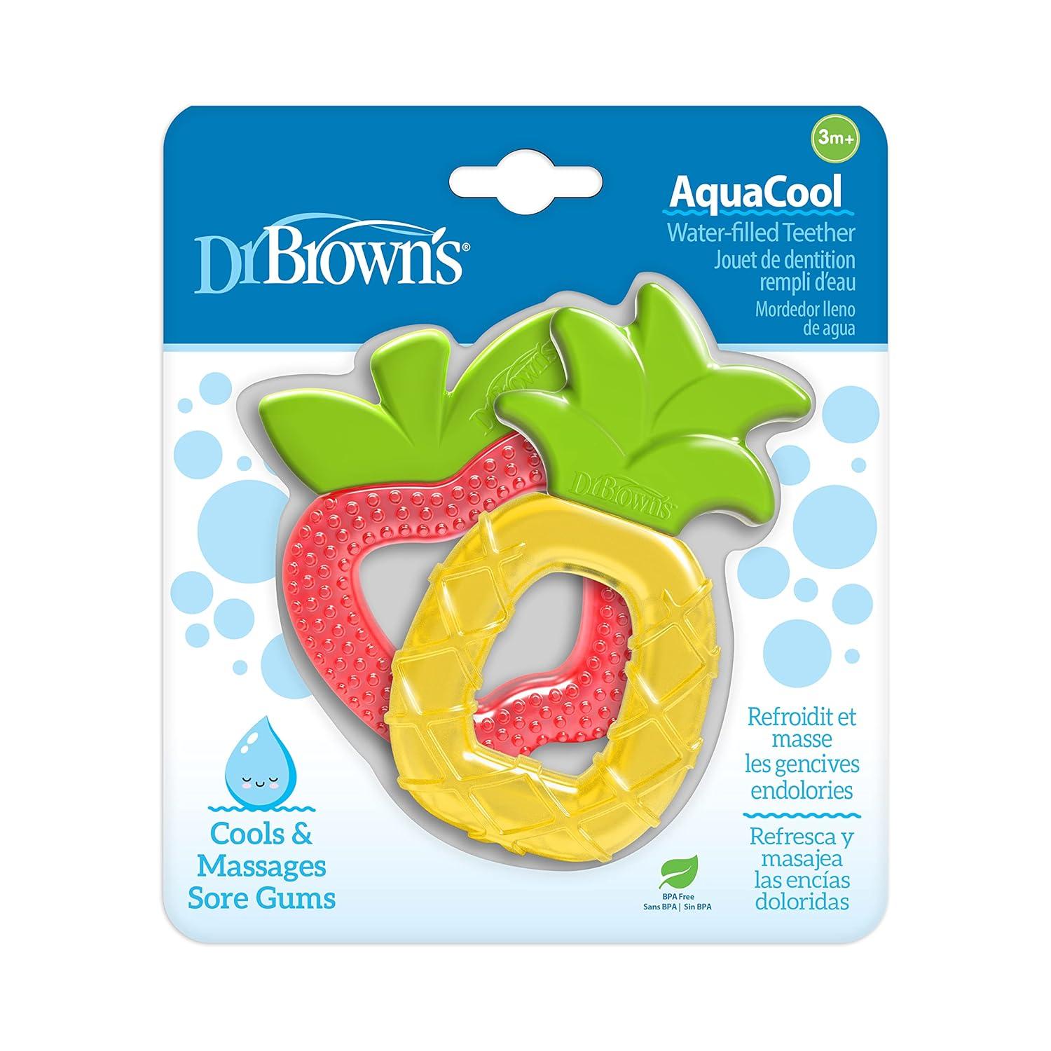 image:imageDr Browns AquaCool WaterFilled Teether Cooling Baby Teether Toy for Sore Gums Green Cactus BPAFree 3m 2PackApple Pineapple