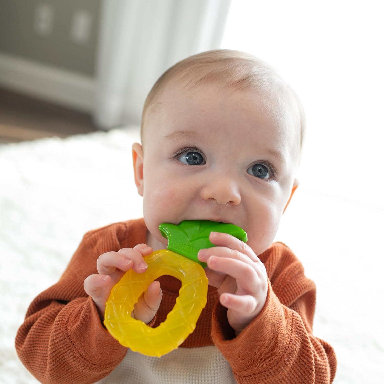 image:imageDr Browns AquaCool WaterFilled Teether Cooling Baby Teether Toy for Sore Gums Green Cactus BPAFree 3m 2PackApple Pineapple