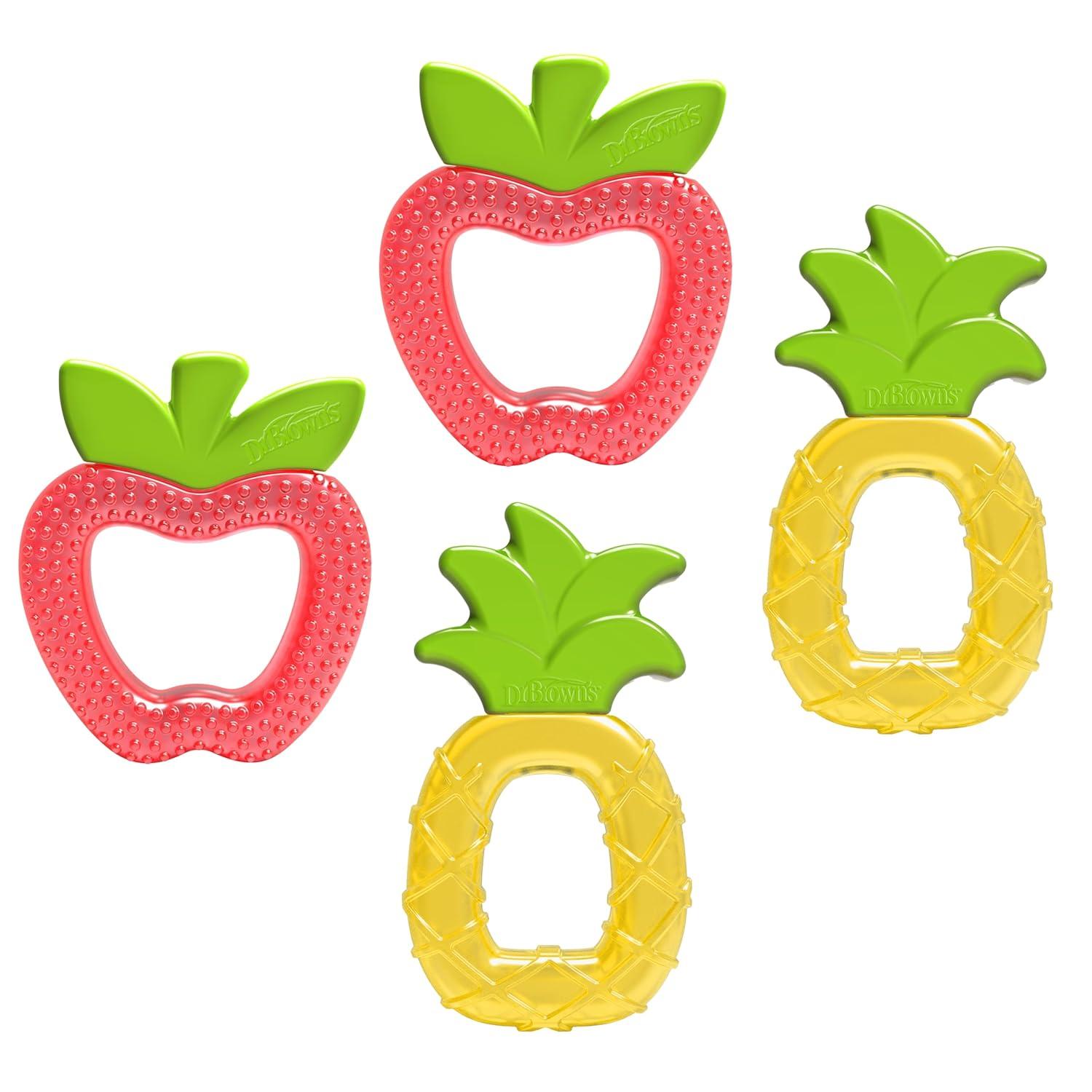 image:imageDr Browns AquaCool WaterFilled Teether Cooling Baby Teether Toy for Sore Gums Green Cactus BPAFree 3m 2PackApple Pineapple