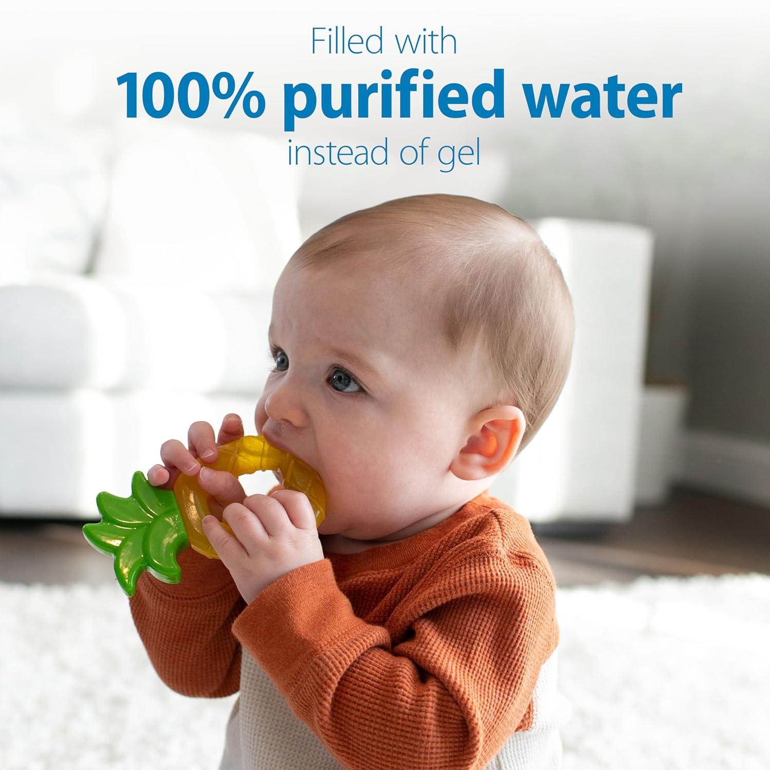 image:imageDr Browns AquaCool WaterFilled Teether Cooling Baby Teether Toy for Sore Gums Green Cactus BPAFree 3m 2PackApple Pineapple