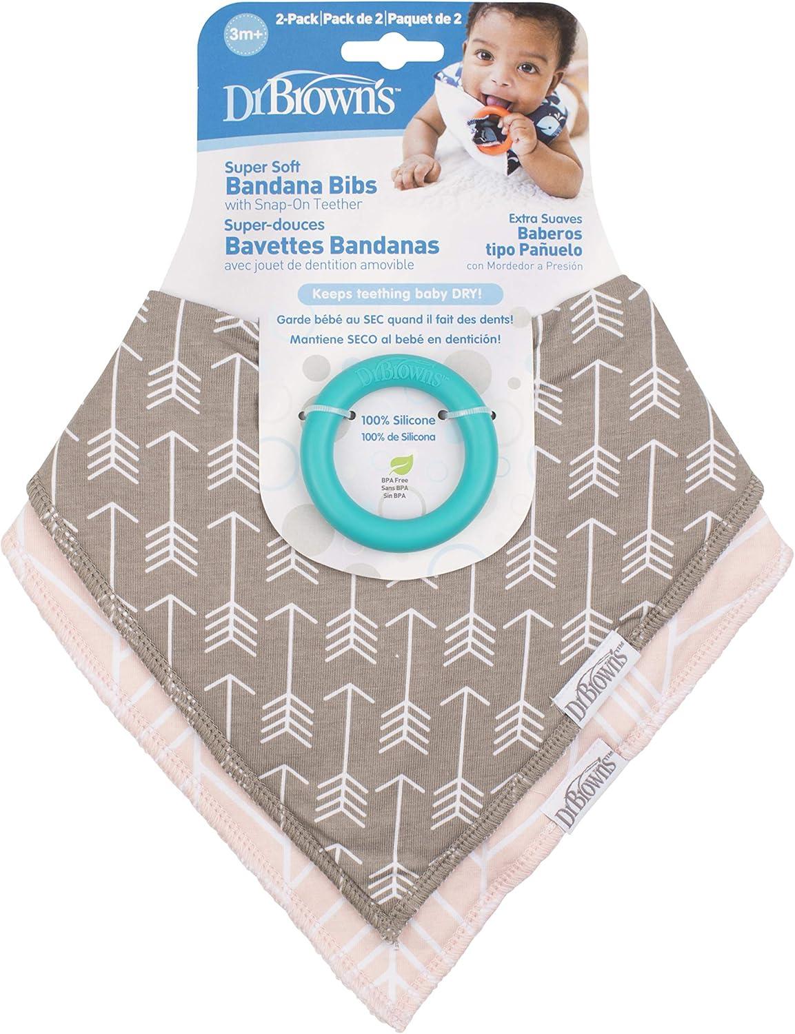 image:imageDr Browns Baby Dr Browns Baby Bandana Bib With Snapon Removable Teether Teething amp Drooling 3mArrows Herringbone