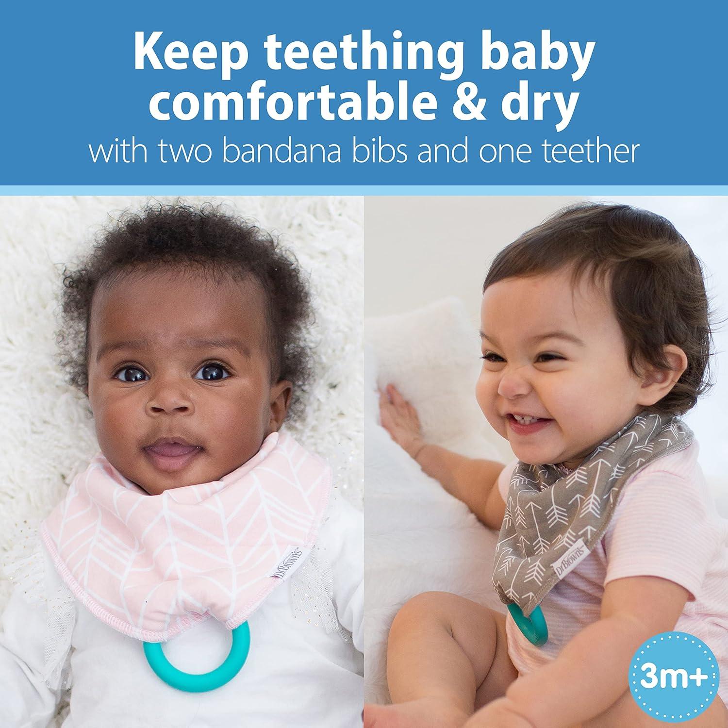 image:imageDr Browns Baby Dr Browns Baby Bandana Bib With Snapon Removable Teether Teething amp Drooling 3mArrows Herringbone