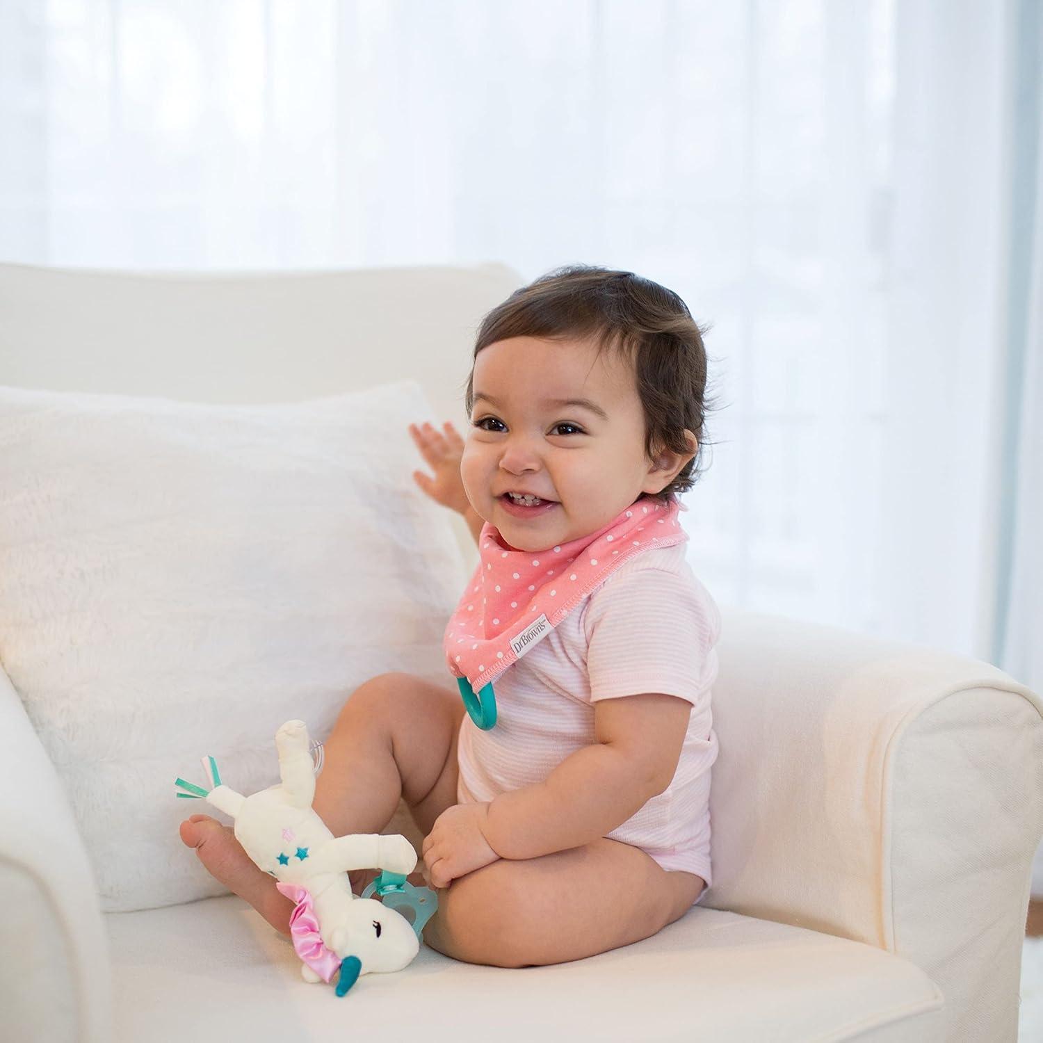 image:imageDr Browns Baby Dr Browns Baby Bandana Bib With Snapon Removable Teether Teething amp Drooling 3mDots Feathers