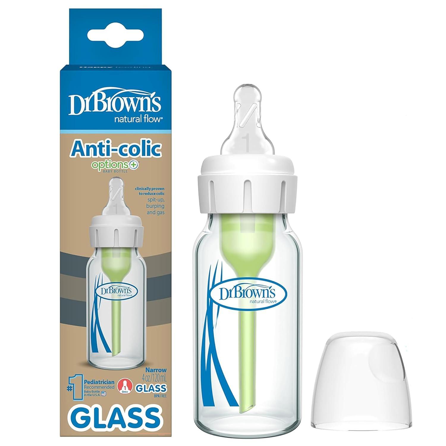 image:imageDr Browns Feeding Support Pillow with Cover Light Gray amp AntiColic Options Narrow Glass Baby Bottle 4 oz120mL 1Pack
