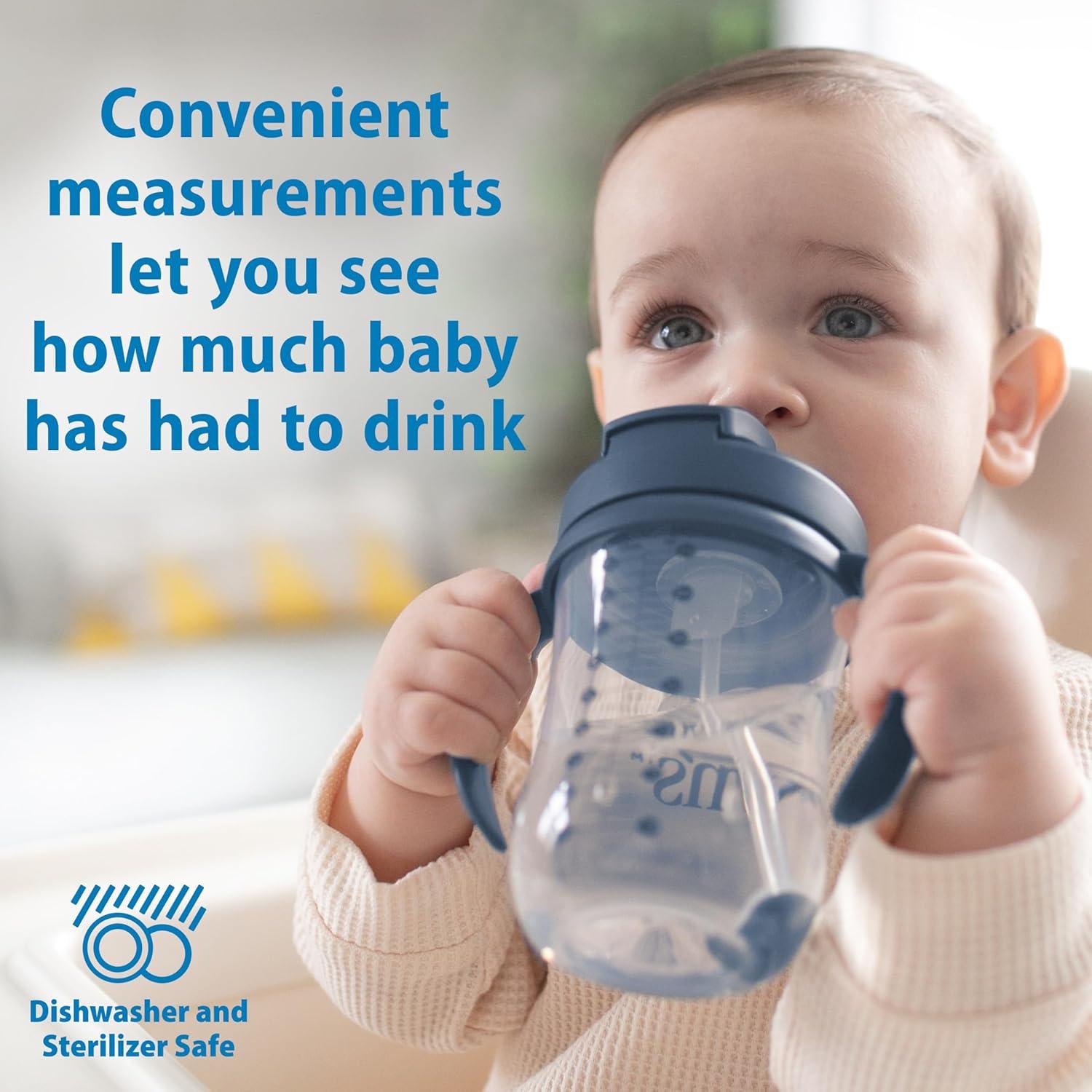 image:imageDr Browns Milestones Babys First Straw Cup Training Cup with Weighted Straw 9 oz270 mL BPAfree 6m Dark Blue 1Pack