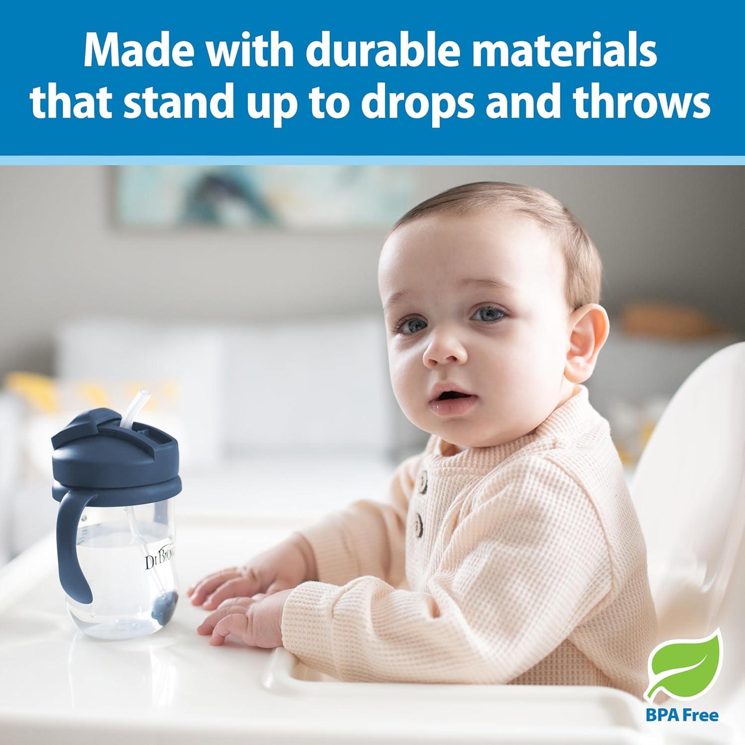 image:imageDr Browns Milestones Babys First Straw Cup Training Cup with Weighted Straw 9 oz270 mL BPAfree 6m Dark Blue 1Pack