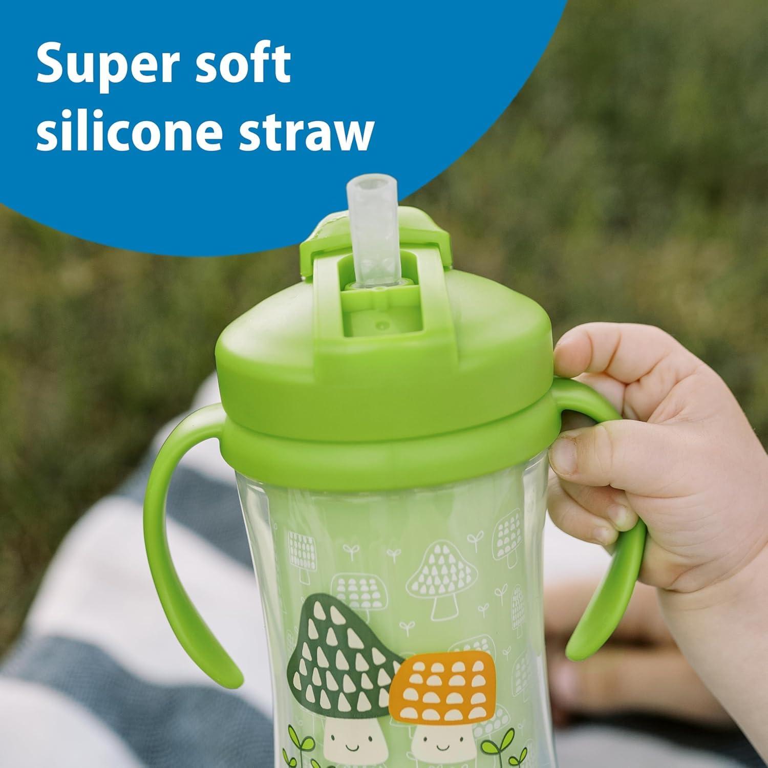 image:imageDr Browns Milestones Insulated Sippy Cup with Straw and Handles SpillProof Tumbler with Lid 2Pack Green amp Purple 10 oz300 mL BPA Free 12mBlueGreenPinkPurple