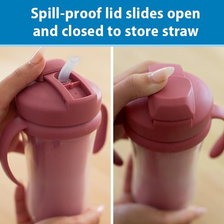 image:imageDr Browns Milestones Insulated Sippy Cup with Straw and Handles SpillProof Tumbler with Lid PinkCoral 10 oz300 mL BPAFree 12m 2PackPinkCoral