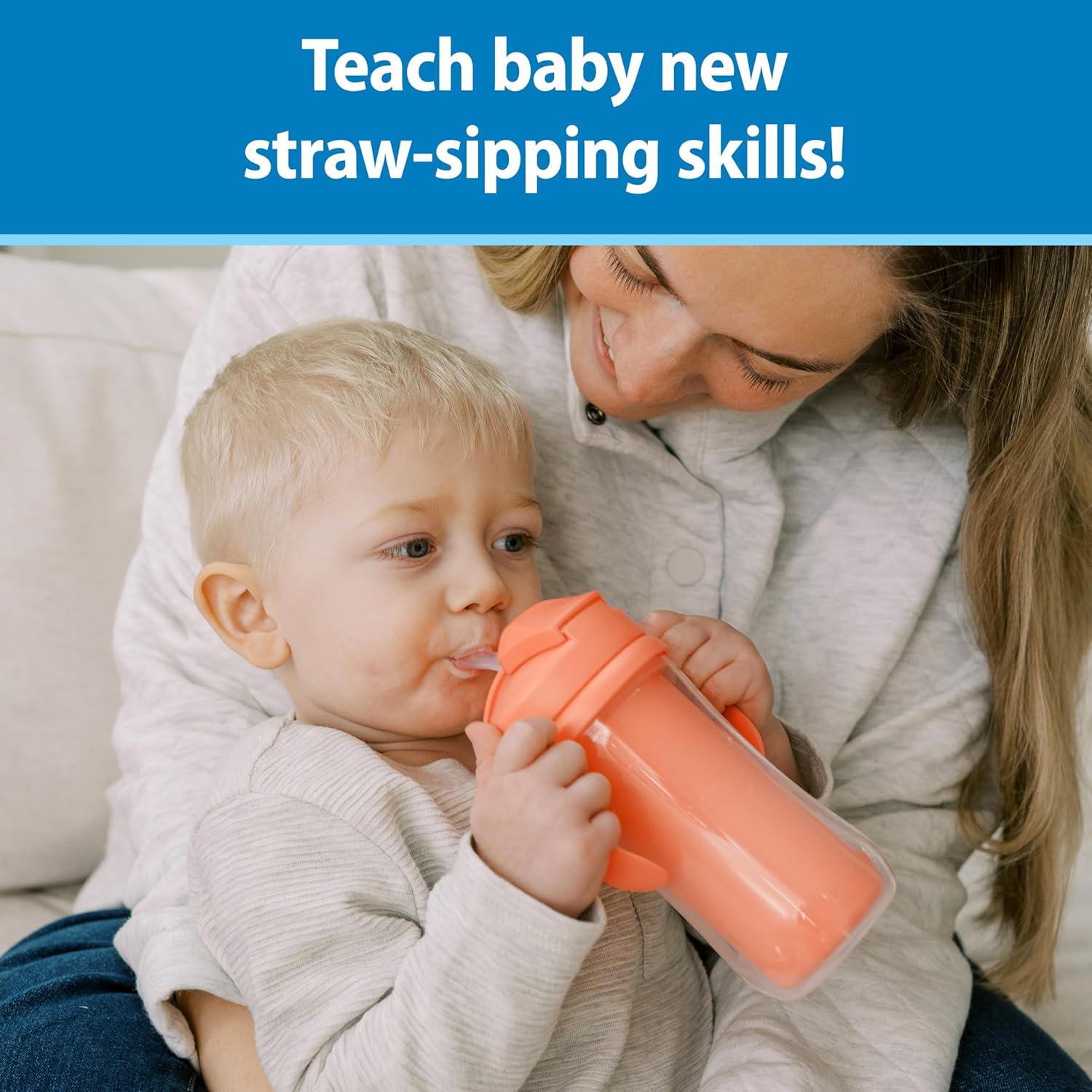 image:imageDr Browns Milestones Insulated Sippy Cup with Straw and Handles SpillProof Tumbler with Lid PinkCoral 10 oz300 mL BPAFree 12m 2PackPinkCoral
