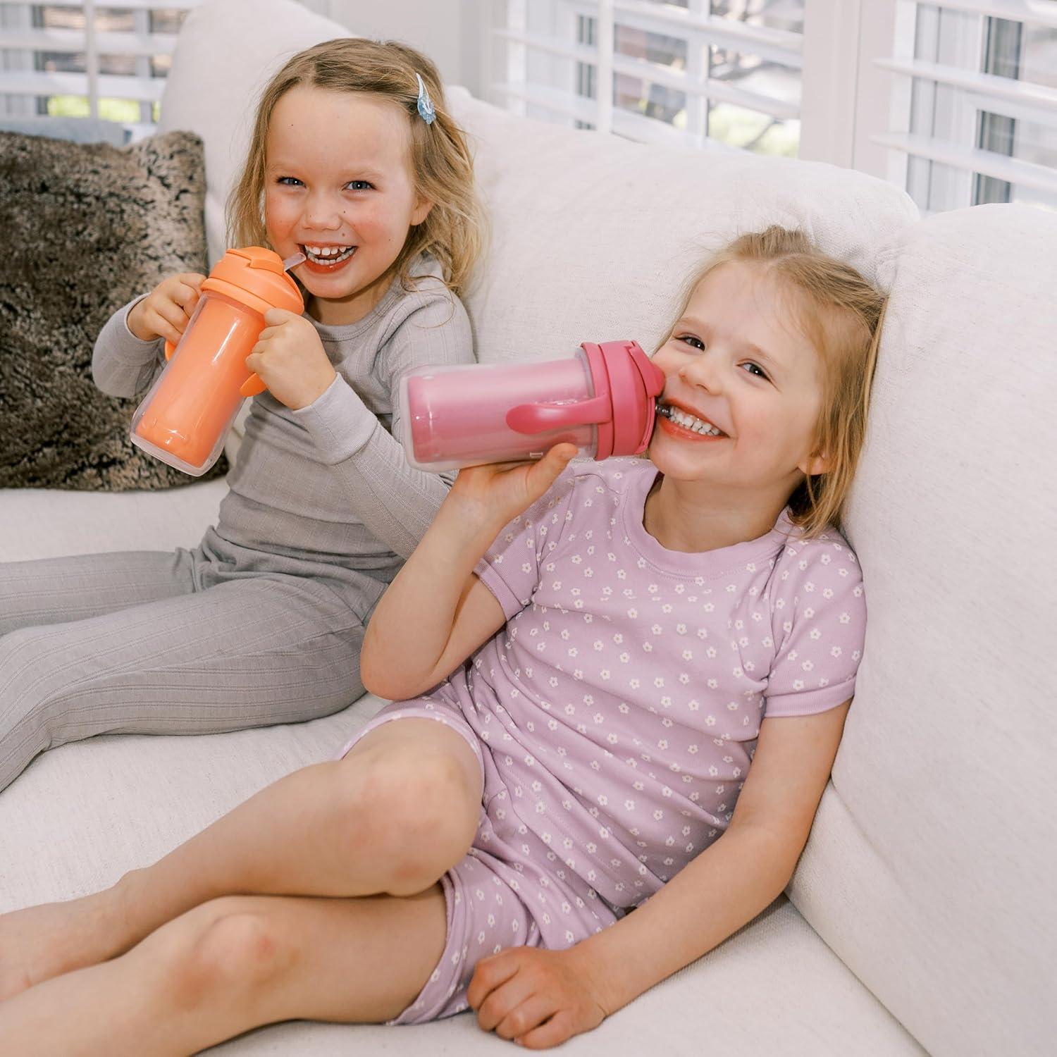 image:imageDr Browns Milestones Insulated Sippy Cup with Straw and Handles SpillProof Tumbler with Lid PinkCoral 10 oz300 mL BPAFree 12m 2PackPinkOrangeGreenPurple