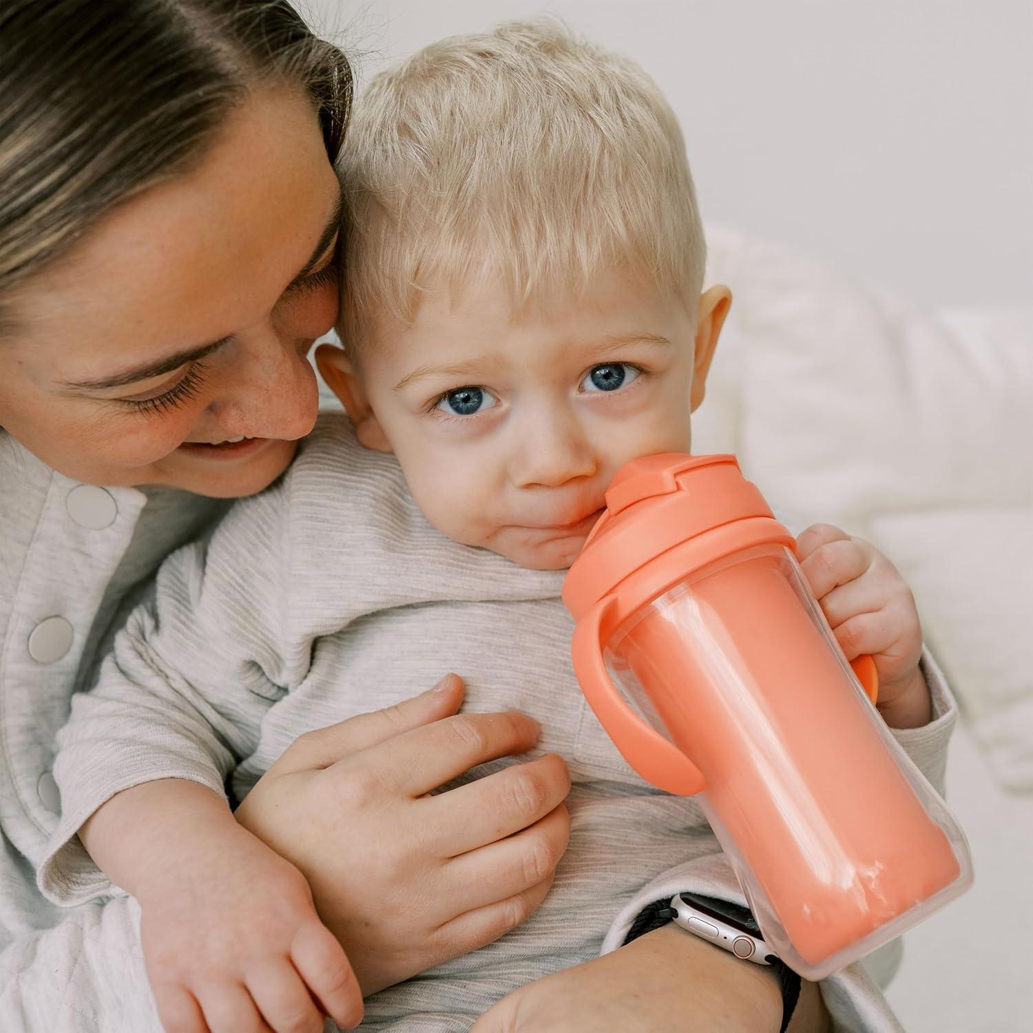 image:imageDr Browns Milestones Insulated Sippy Cup with Straw and Handles SpillProof Tumbler with Lid PinkCoral 10 oz300 mL BPAFree 12m 2PackPinkOrangeGreenPurple