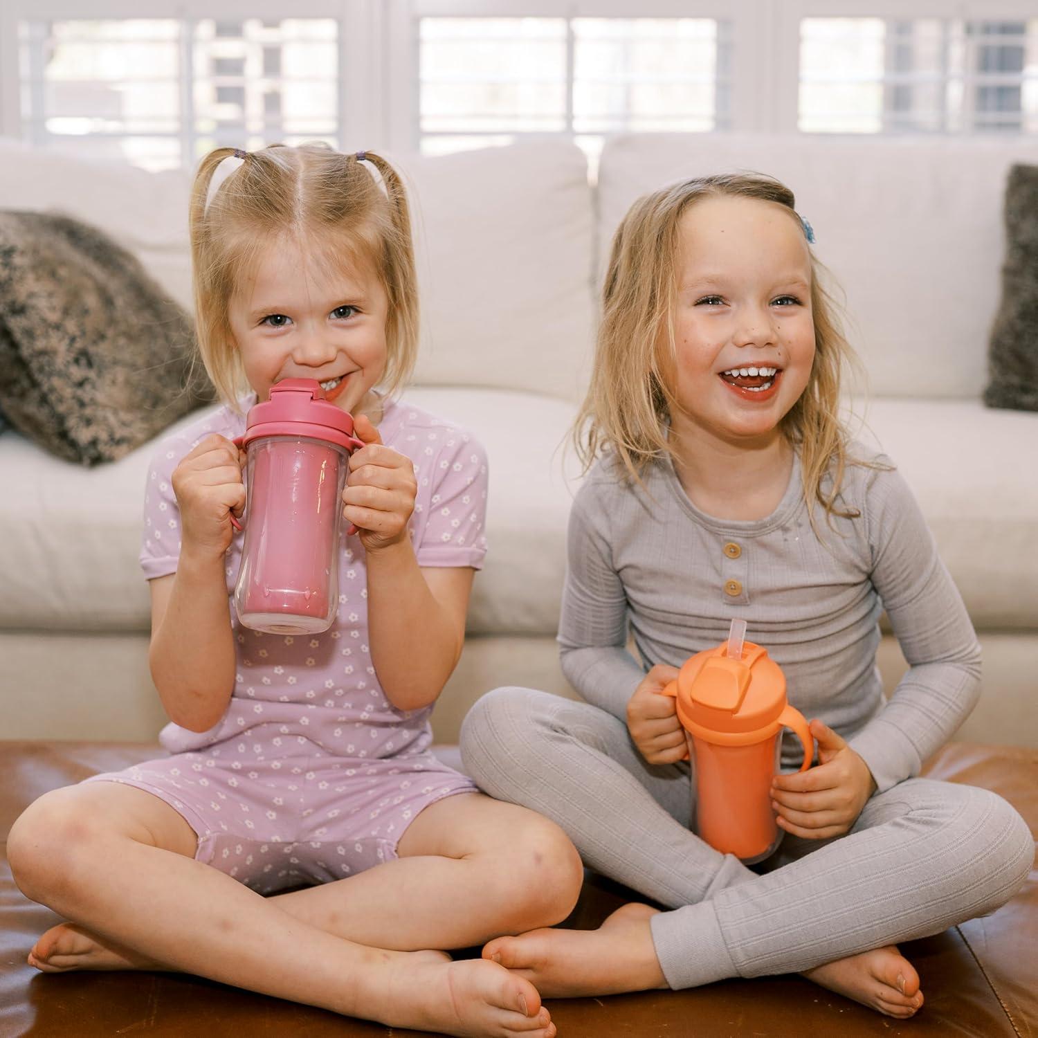 image:imageDr Browns Milestones Insulated Sippy Cup with Straw and Handles SpillProof Tumbler with Lid PinkCoral 10 oz300 mL BPAFree 12m 2PackPinkOrangeGreenPurple