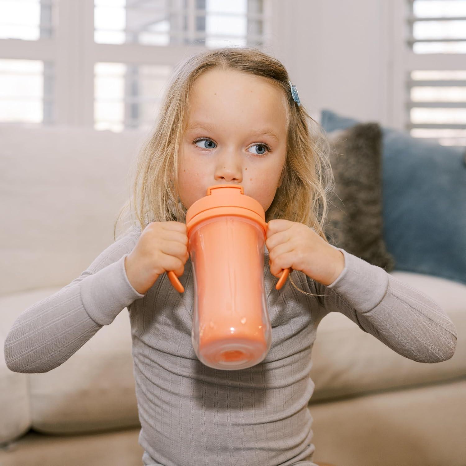 image:imageDr Browns Milestones Insulated Sippy Cup with Straw and Handles SpillProof Tumbler with Lid PinkCoral 10 oz300 mL BPAFree 12m 2PackPinkOrangeGreenPurple