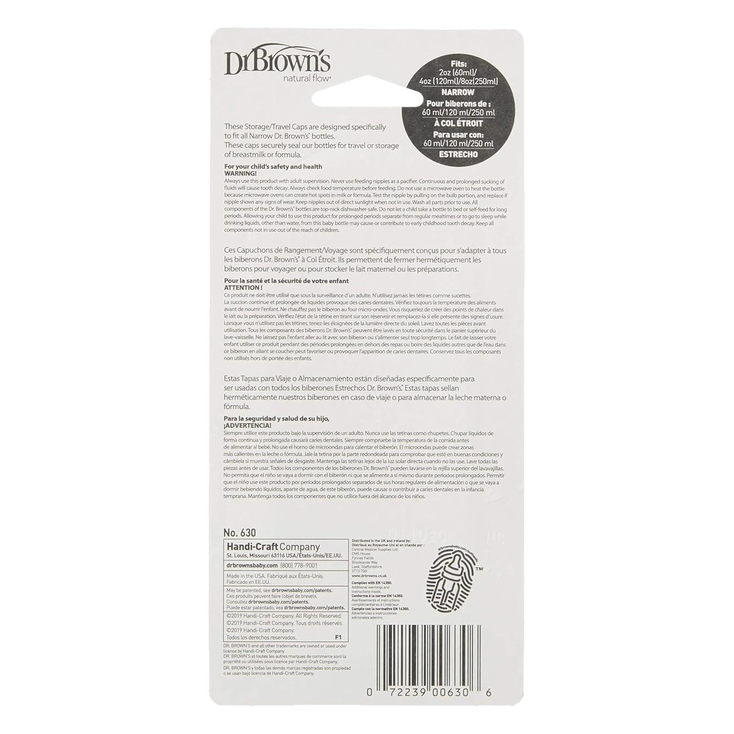 image:imageDr Browns Narrow StorageTravel Caps for Anticolic Options Baby Bottles fits 8 oz250 mL and 4 oz120mL BPAFree 3Pack3 Count Pack of 12