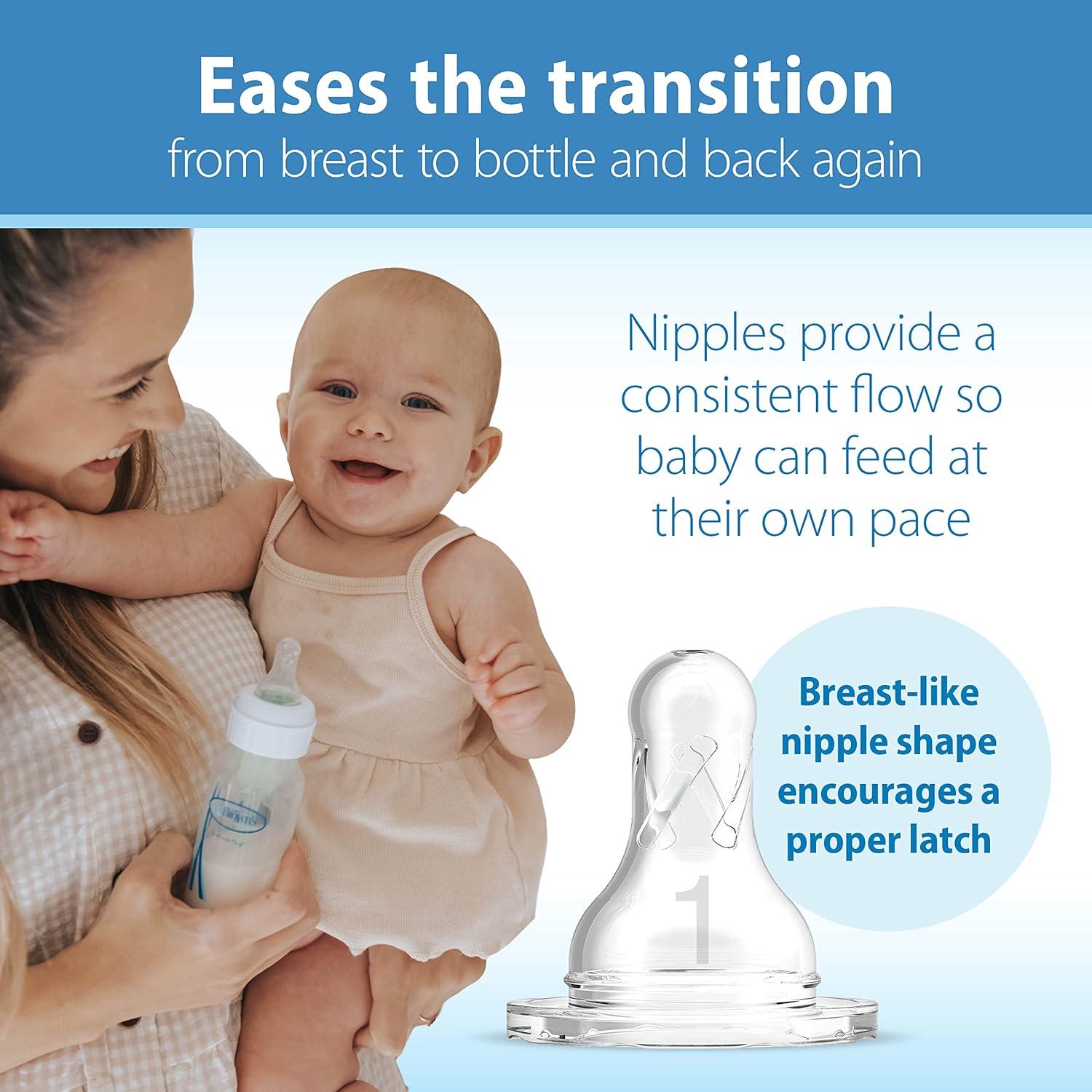 image:imageDr Browns Natural Flow AntiColic Options Narrow Baby Bottle Dream Adventure 8 oz250 mL with Level 1 Slow Flow Nipples 0m 4 PackClear 8 oz 4 Pack