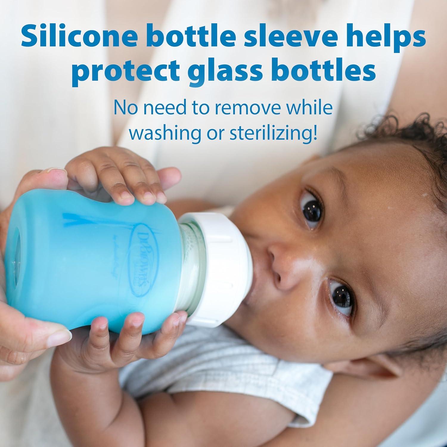 image:imageDr Browns Natural Flow AntiColic Options WideNeck Glass Baby Bottles 9 oz270 mL with Level 1 Slow Flow Nipple 3 Pack 0m
