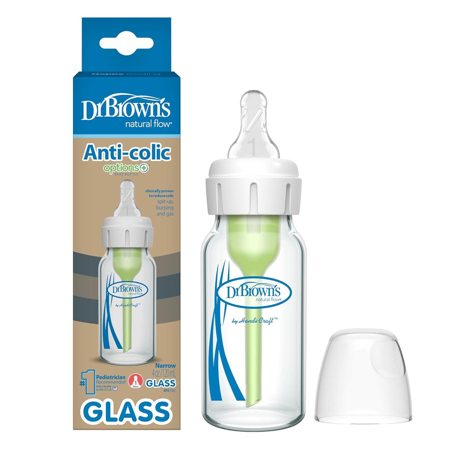 image:imageDr Browns Natural Flow AntiColic OptionsWideNeck Baby Bottle 5 oz150 mL Level 1 Nipple amp Natural Flow AntiColic Options Narrow Glass Baby Bottle 4 oz120 mL5 oz 1 Pack