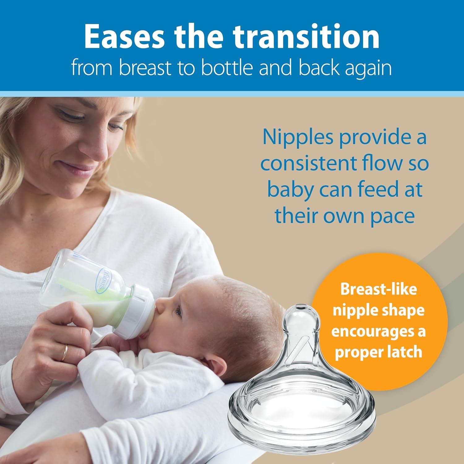 image:imageDr Browns Natural Flow Options Narrow Glass Baby Bottles 8oz amp Dr Browns Natural Flow AntiColic Options WideNeck Glass Baby Bottles 5 oz150 mL with Level 1 Slow Flow Nipple 3 Pack 0m