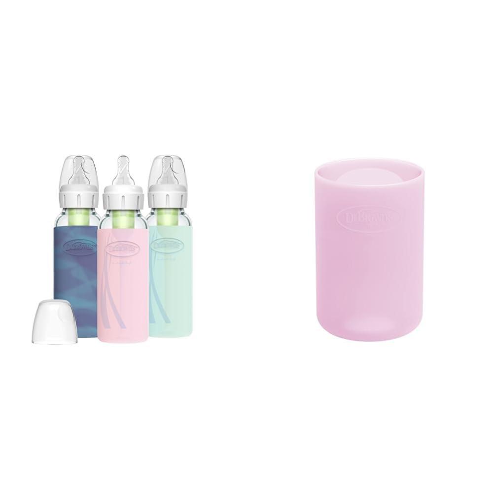 image:imageDr Browns AntiColic Options Narrow Glass Baby Bottle and Options Glass Baby Bottle Sleeves