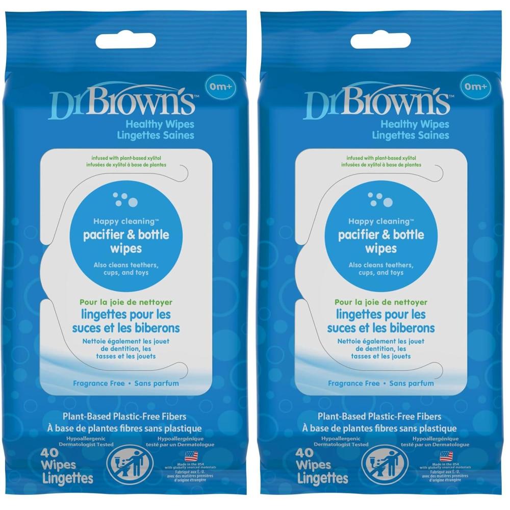 image:imageDr Browns Bottle and Pacifier Healthy Wipes Safely Clean Bottles Baby Items and Feeding Essentials Hypoallergenic 40 count 3Pack Packaging May Vary40 Count Pack of 2