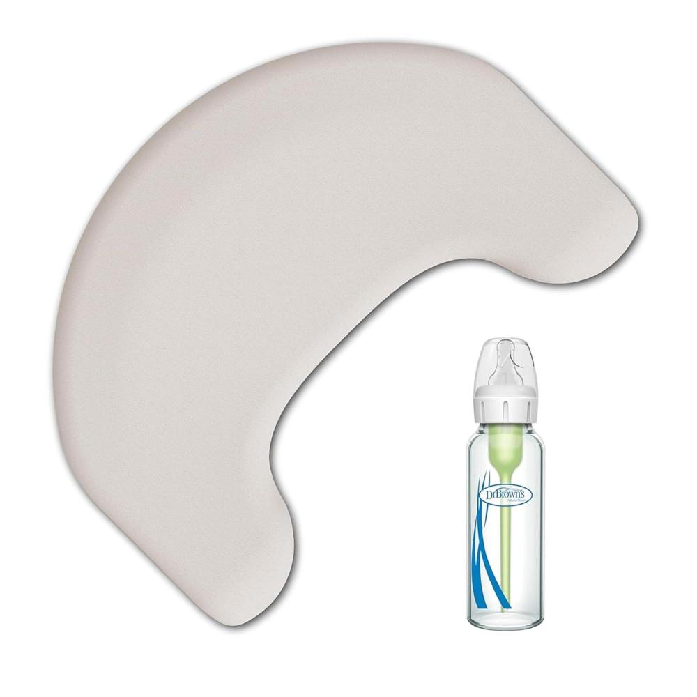 image:imageDr Browns Feeding Support Pillow with Cover Light Gray amp AntiColic Options Narrow Glass Baby Bottle 4 oz120mL 1Pack