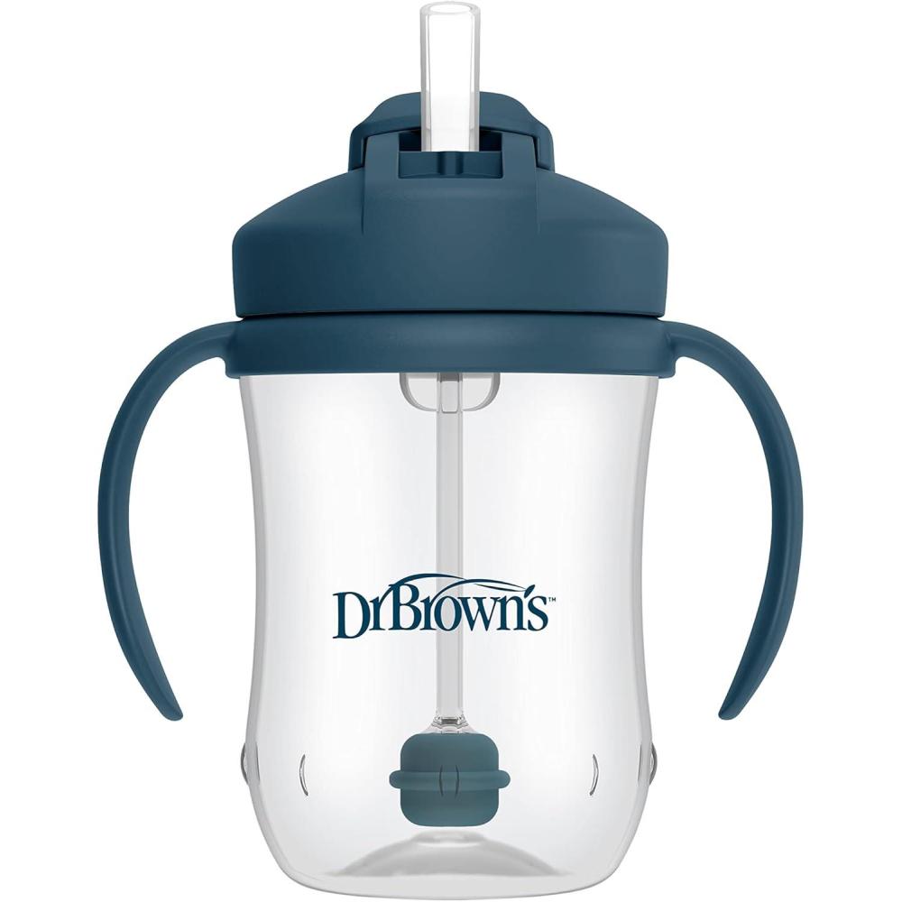 image:imageDr Browns Milestones Babys First Straw Cup Training Cup with Weighted Straw 9 oz270 mL BPAfree 6m Dark Blue 1Pack
