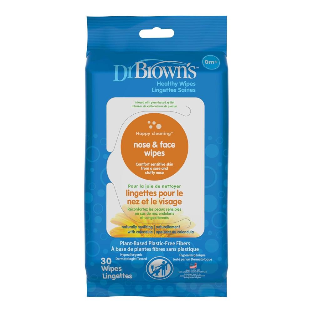 image:imageDr Browns Nose and Face Healthy Wipes Safe Cleaning and Moisturizing for Babies and Toddlers Hypoallergenic for Sensitive Skin 30 count 1Pack Packaging May Vary30 Count Pack of 1