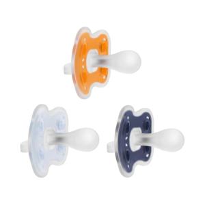 image:imageDr Browns Advantage OnePiece Silicone Baby Pacifier Fully Symmetrical Soother CoralLight PinkPink 618m BPA Free 3 Pack3 Pack  Dark BlueLight BlueOrange