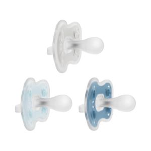image:imageDr Browns Advantage OnePiece Silicone Baby Pacifier Fully Symmetrical Soother EcruGrayGreen 06m BPA Free 3 Pack3 Pack  BlueLight BlueGray