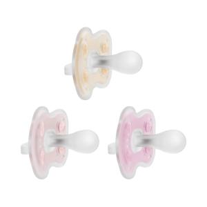 image:imageDr Browns Advantage OnePiece Silicone Baby Pacifier Fully Symmetrical Soother EcruGrayGreen 06m BPA Free 3 Pack3 Pack  EcruLight PinkPink