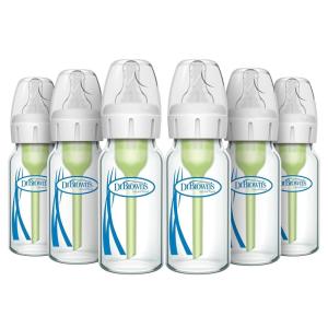 image:imageDr Browns AntiColic Options Narrow Glass Baby Bottle 4 oz120 mL with Level 1 Slow Flow Nipple 2Pack and 4Pack 0m
