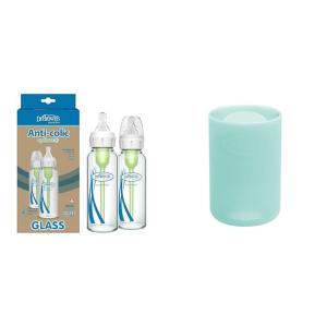 image:imageDr Browns AntiColic Options Narrow Glass Baby Bottles 8 oz250 mL 2 Pack with Level 1 Slow Flow Nipples and 100 Silicone Protective Sleeves for 4 oz Narrow Bottles Mint