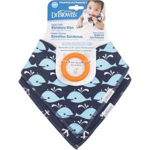 image:imageDr Browns Baby Dr Browns Baby Bandana Bib With Snapon Removable Teether Teething amp Drooling 3mWhales  Anchors