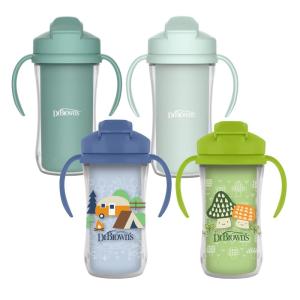 image:imageDr Browns Milestones Insulated Sippy Cup with Straw and Handles SpillProof Tumbler with Lid 2Pack Green amp Purple 10 oz300 mL BPA Free 12mGreenBlueGreenGreen