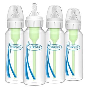 image:imageDr Browns Natural Flow AntiColic Options Narrow Baby Bottle Dream Adventure 8 oz250 mL with Level 1 Slow Flow Nipples 0m 4 PackClear  8 oz  4 Pack
