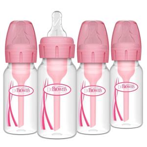 image:imageDr Browns Natural Flow AntiColic Options Narrow Baby Bottle Dream Adventure 8 oz250 mL with Level 1 Slow Flow Nipples 0m 4 PackPink  4 oz  4 Pack