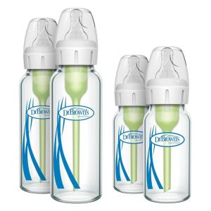image:imageDr Browns Natural Flow AntiColic Options Narrow Glass Baby Bottles Made in The USA BPA Free 8oz and 4oz 0m 4Pack