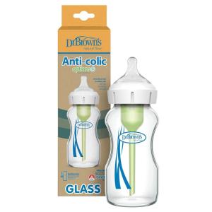 image:imageDr Browns Natural Flow AntiColic Options WideNeck Glass Baby Bottle 9 oz270 mLwith Level 1 Slow Flow Nipple1 Pack0m
