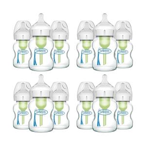 image:imageDr Browns Natural Flow AntiColic Options WideNeck Glass Baby Bottles 5 oz150 mL with Level 1 Slow Flow Nipple 3 Pack 0m3 Count Pack of 4