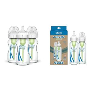 image:imageDr Browns Natural Flow AntiColic Options WideNeck Glass Baby Bottles 9 oz270 mL amp Natural Flow AntiColic Options Narrow Glass Baby Bottle 8 oz250 mL