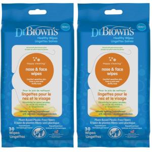 image:imageDr Browns Nose and Face Healthy Wipes Safe Cleaning and Moisturizing for Babies and Toddlers Hypoallergenic for Sensitive Skin 30 count 1Pack Packaging May Vary30 Count Pack of 2