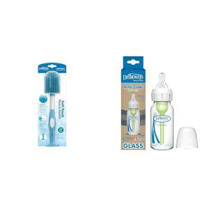 image:imageDr Browns Soft Touch Bottle Brush and AntiColic Options Narrow Glass Baby Bottle 4 oz Slow Flow Nipple