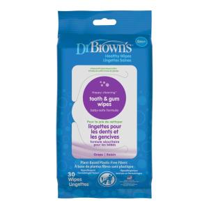 image:imageDr Browns Tooth and Gum Healthy Wipes FluorideFree Oral Care for Babies Grape Flavor 30 count 3Pack Packaging May Vary1 Pack  Grape